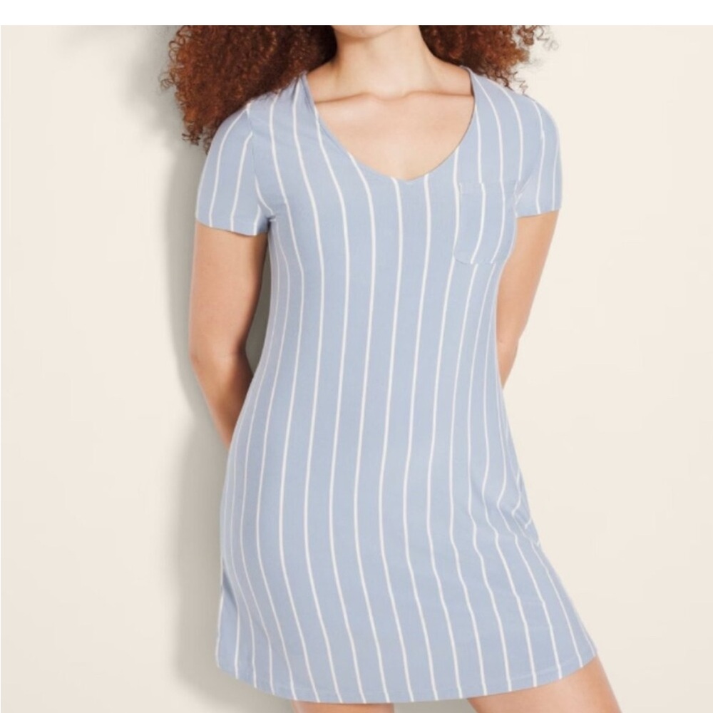 Soma Light Blue and White Striped sleepshirt medium